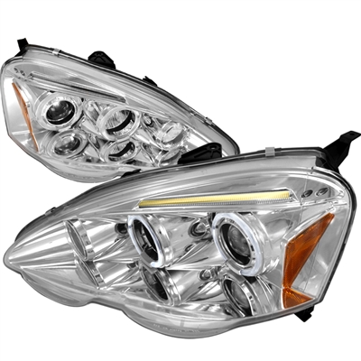 2002 - 2004 Acura RSX Projector LED Halo Headlights - Chrome