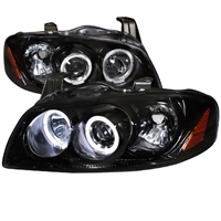 2004 - 2006 Nissan Sentra Projector LED Halo Headlights - Black/Smoke