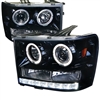 2007 - 2014 GMC Sierra HD Projector DRL LED Halo Headlights - Black/Smoke