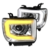 2014 - 2015 GMC Sierra 1500 Projector Switchback Light Bar DRL Headlights - Chrome