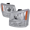 2003 - 2007 Chevy Silverado 1PC Projector Headlights + Bumper Lights - Chrome