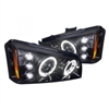 2003 - 2007 Chevy Silverado HD Projector LED Halo Headlights - Black/Smoke