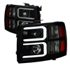 2007 - 2013 Chevy Silverado Projector Light Bar DRL Headlights - Black/Smoke