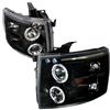 2007 - 2014 Chevy Silverado HD Projector LED Halo Headlights - Black