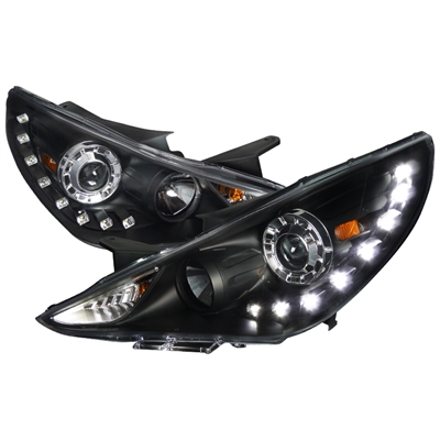 2011 - 2014 Hyundai Sonata Projector DRL Headlights - Black