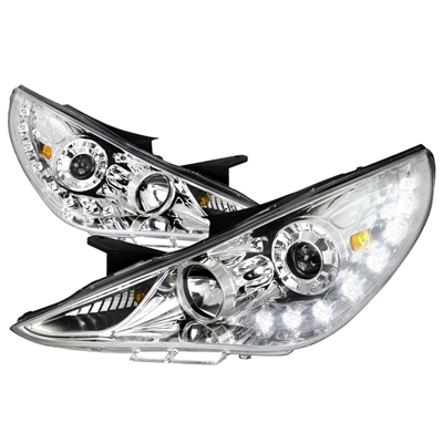 2011 - 2014 Hyundai Sonata Projector DRL Headlights - Chrome