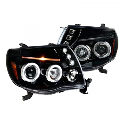 2005 - 2011 Toyota Tacoma Projector LED Halo Headlights - Black
