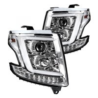 2015 - 2018 Chevy Tahoe Projector Light Bar DRL Headlights - Chrome