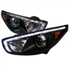 2010 - 2013 Hyundai Tucson Projector Light Bar DRL Headlights - Black