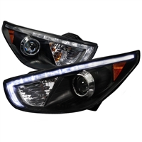 2010 - 2013 Hyundai Tucson Projector Light Bar DRL Headlights - Black