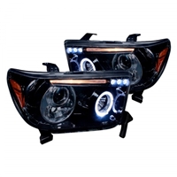 2007 - 2013 Toyota Tundra Projector LED Halo Headlights - Black/Smoke