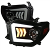 2014 - 2021 Toyota Tundra Projector Sequential Light Bar DRL Headlights - Black/Smoke