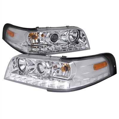 1998 - 2011 Ford Crown Victoria Projector DRL Headlights - Chrome