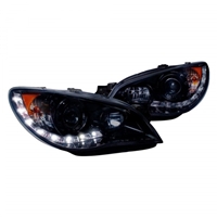 2006 - 2007 Subaru Impreza Projector DRL Headlights - Black/Smoke