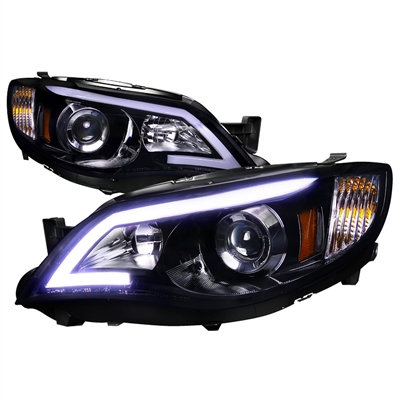 2008 - 2010 Subaru Impreza Projector Light Bar DRL Headlights - Black/Smoke