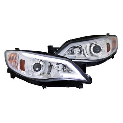 2008 - 2010 Subaru Impreza Projector Light Bar DRL Headlights - Chrome