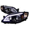 2008 - 2010 Subaru WRX Projector Light Bar DRL Headlights - Black/Smoke