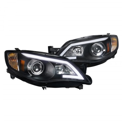 2008 - 2010 Subaru WRX Projector Light Bar DRL Headlights - Black