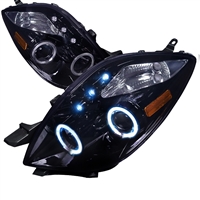 2006 - 2008 Toyota Yaris Hatchback Projector LED Halo Headlights - Black/Smoke