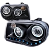 2005 - 2010 Chrysler 300C Projector CCFL Halo Headlights - Black