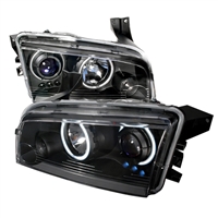 2006 - 2010 Dodge Charger Projector CCFL Halo Headlights - Black