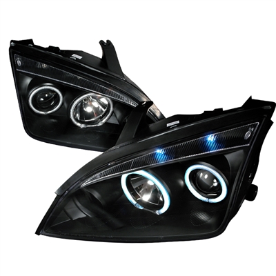2005 - 2007 Ford Focus Projector CCFL Halo Headlights - Black