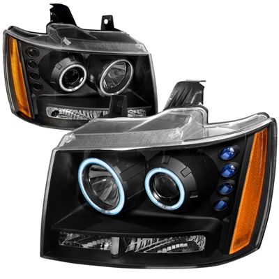 2007 - 2014 Chevy Suburban Projector CCFL Halo Headlights - Black