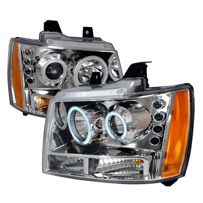 2007 - 2014 Chevy Tahoe Projector CCFL Halo Headlights - Chrome