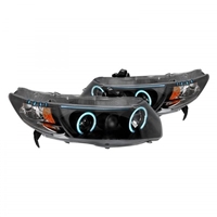 2006 - 2011 Honda Civic 2Dr Projector CCFL Halo Headlights - Black