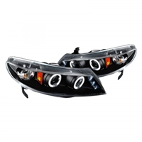 2006 - 2011 Honda Civic 4Dr Projector CCFL Halo Headlights - Black