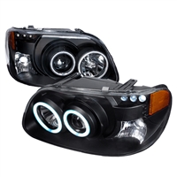 1995 - 2001 Ford Explorer Projector CCFL Halo Headlights - Black