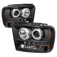 2005 - 2007 Ford Super Duty Projector CCFL Halo Headlights - Black