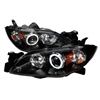 2004 - 2008 Mazda3 4Dr Projector CCFL Halo Headlights - Black