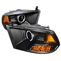 2009 - 2012 Dodge Ram 1500 Projector CCFL Halo Headlights - Black