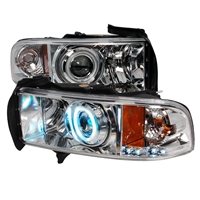 1994 - 2001 Dodge Ram 1500 Projector CCFL Halo Headlights - Chrome