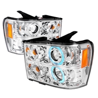 2007 - 2013 GMC Sierra Projector CCFL Halo Headlights - Chrome