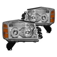 2004 - 2007 Nissan Armada Projector CCFL Halo Headlights - Chrome
