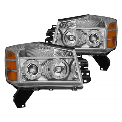 2004 - 2007 Nissan Armada Projector CCFL Halo Headlights - Chrome