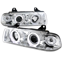 1992 - 1998 BMW 3-Series E36 2Dr Projector CCFL Halo Headlights - Chrome