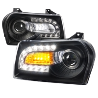 2005 - 2010 Chrysler 300 Projector DRL Headlights - Black