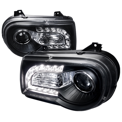 2005 - 2010 Chrysler 300C Projector DRL Headlights - Black