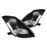 2003 - 2005 Nissan 350Z Projector DRL Headlights - Black