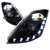 2006 - 2009 Nissan 350Z Projector DRL Headlights - Black