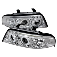 1999 - 2001 Audi A4 Projector LED Halo Headlights - Chrome