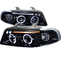 1996 - 1999 Audi A4 Projector LED Halo Headlights - Black/Smoke