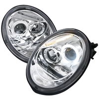 1998 - 2005 Volkswagen Beetle Projector LED Halo Headlights - Chrome