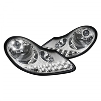 1997 - 2004 Porche Boxster Projector DRL Headlights - Chrome