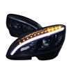 2008 - 2011 Mercedes C-Class Projector Light Bar DRL Headlights - Black/Smoke