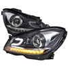 2012 - 2015 Mercedes C-Class Projector Light Bar DRL Headlights - Black