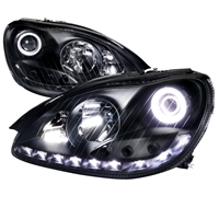 2000 - 2006 Mercedes S-Class Projector DRL LED Halo Headlights - Black